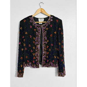 Papell Boutique Vintage Sequin Silk Jacketc